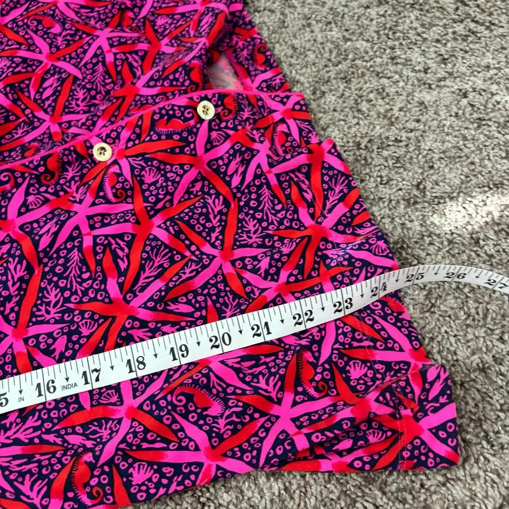 NWOT Lilly Pulitzer Pajama Button-Up Top Pink Starfish Size M Medium Lounge - Picture 8 of 8